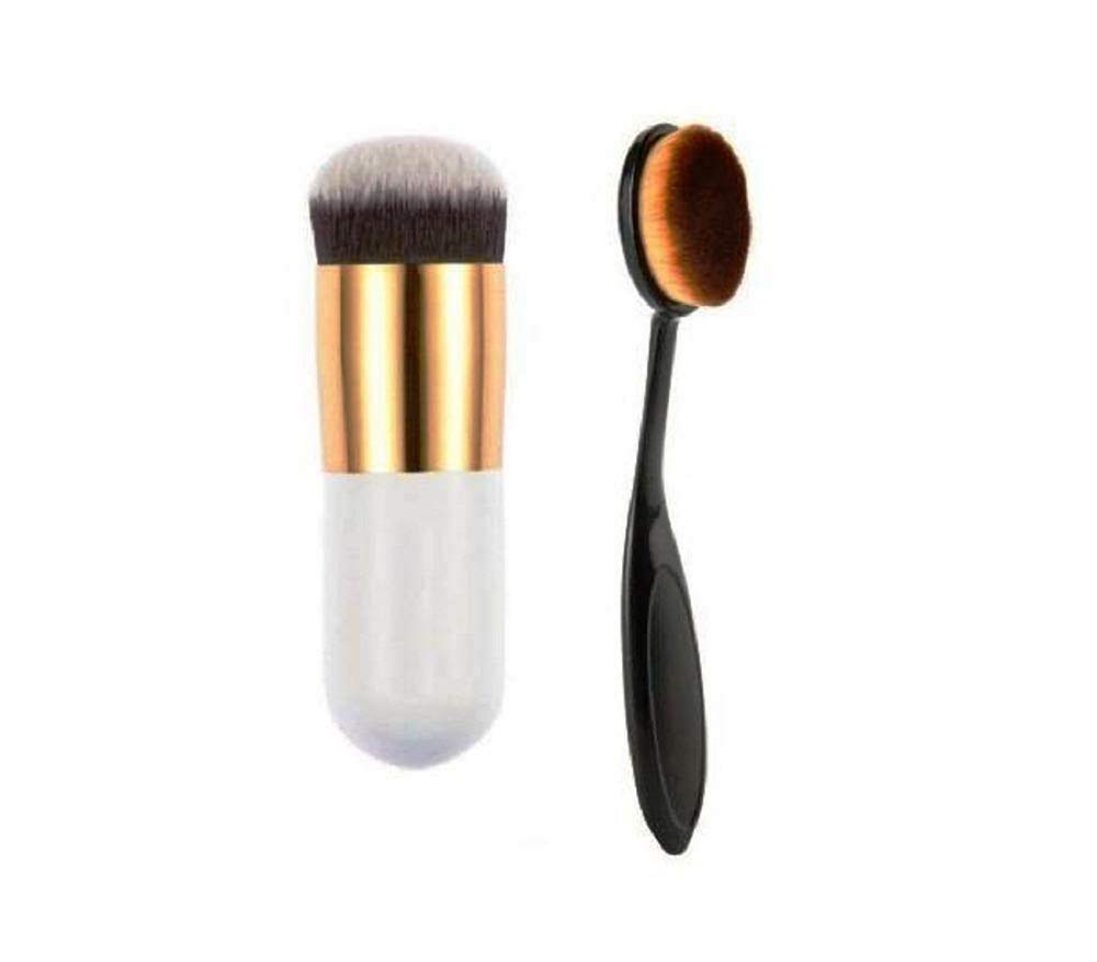 Angelie Synthetic And Smooth Hair Professional And Oval Foundation Brush Pack Of 2