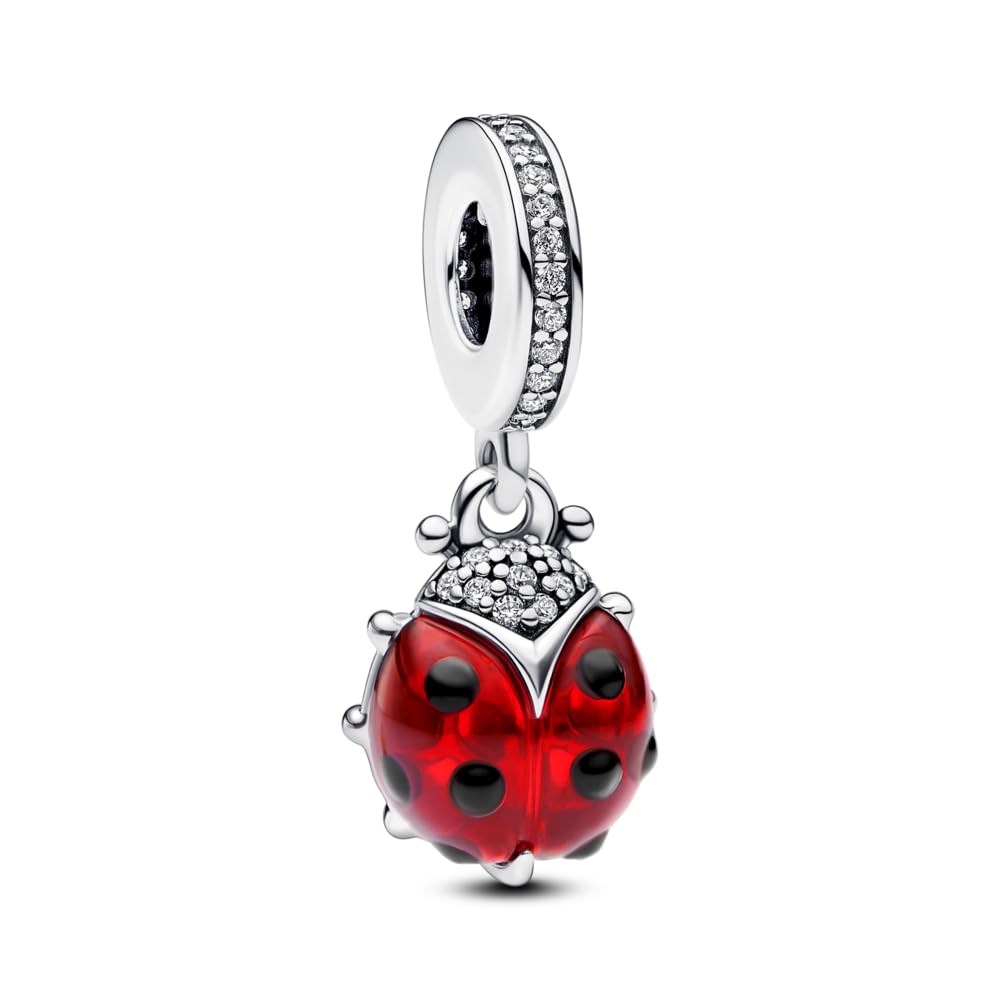 Pandora Red Ladybug Dangle Charm - Compatible Moments Bracelets - Jewelry for Women - Gift for Women in Your Life - Made with St