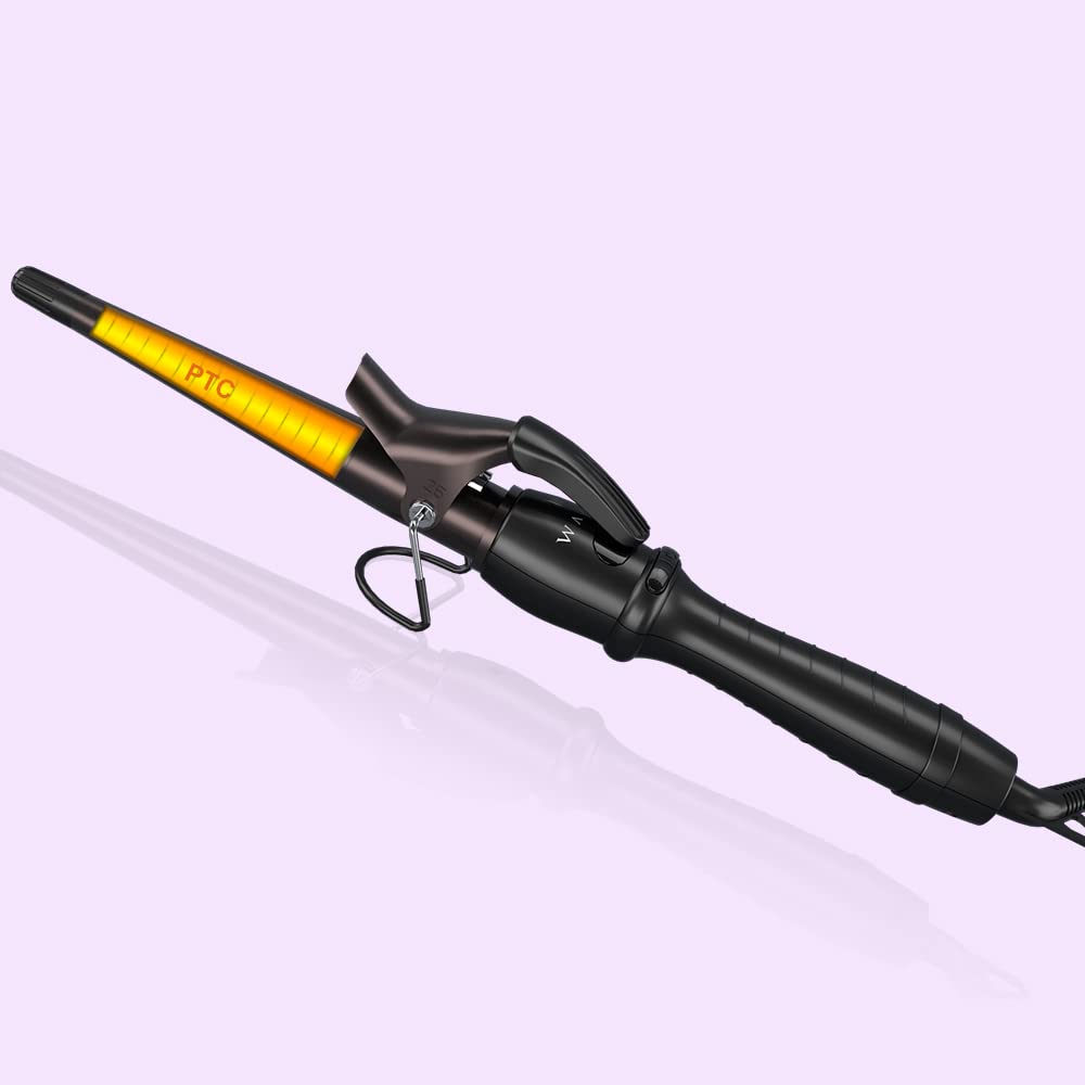 Professional 1-1/2'' Tapered Curling Wand With Short Clamp, Ceramic Curling Iron For Long Lasting Curls Or Waves, Hair Curling I