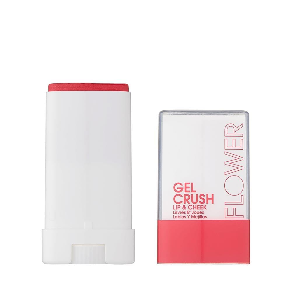 FLOWER Beauty Lip & Cheek Gel Crush | Cream Blush and Lips Tint in One Portable Multistick | Hydrating Burst of Color | Raspberr