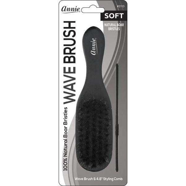 Magic Soft Mini Wave Brush 2113 100% Pure Boar Bristles. With 12Cm Pocket Comb, Soft Bristles, 100% Natural Boar Bristles