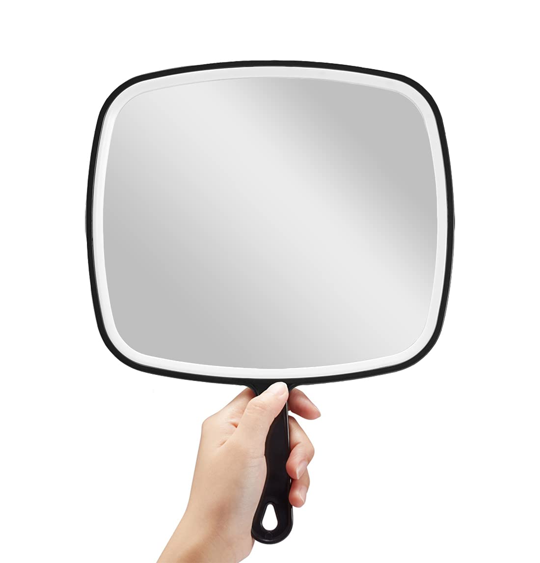 Omiro Hand Mirror, Extra Large Black Handheld Mirror With Handle, 9'' W X 12.4'' L