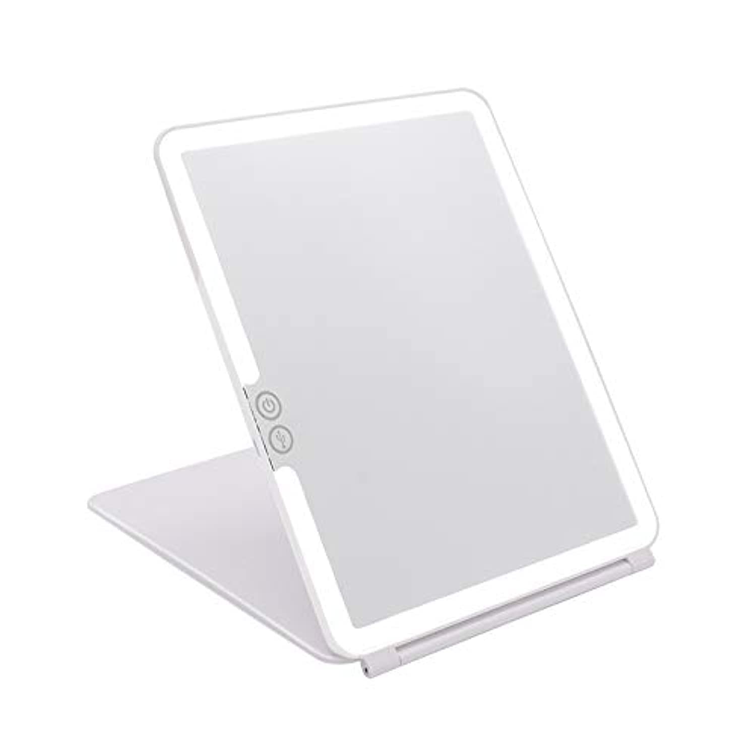 Deweisn Folding Lighted Makeup Mirror With 72 Leds 3 Colors Light Modes Usb Rechargable 1800Ma Batteries Portable Ultra Thin Com