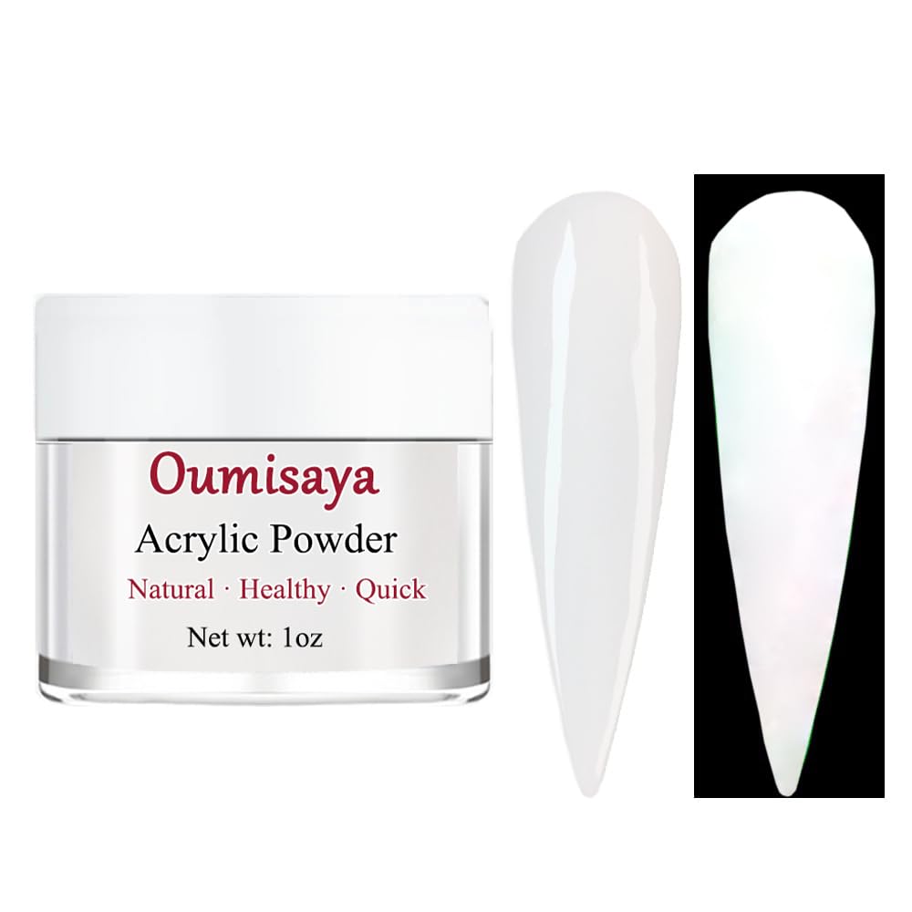 Glow in the dark Milky White Nail Acrylic Powder Color 1OZ for french nail art design
