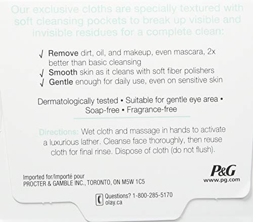 Olay Daily Facials Gentle Clean 5-In-1 Water Activated Cloths With Vitamin E For Younger Looking Skin, 33 Ea (Pack Of 2)