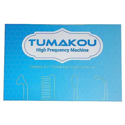 High Frequency Facial Wand - TUMAKOU Portable Handheld Blue High Frequency Facial Machine - 4 Different Blue Glass Tubes for Ski