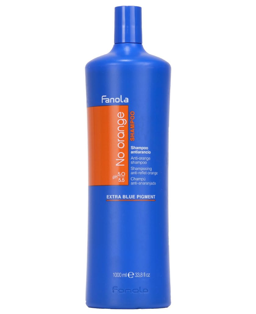 Fanola No Orange Shampoo With Blue Pigments To Eliminate Unwanted Orange Brassy Tones In Lightened Brunettes and Brown Hair 33.8
