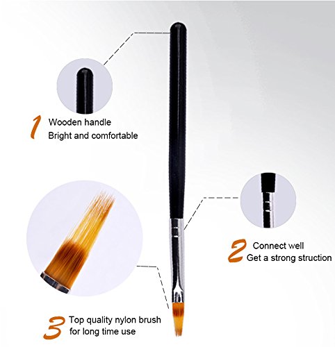 WOKOTO 2PCS Black And Pink Nail Ombre Brushes Gradient Painting Pens Brushes With Wood Handle Uv Gel Nail Art Manicure Brushes K