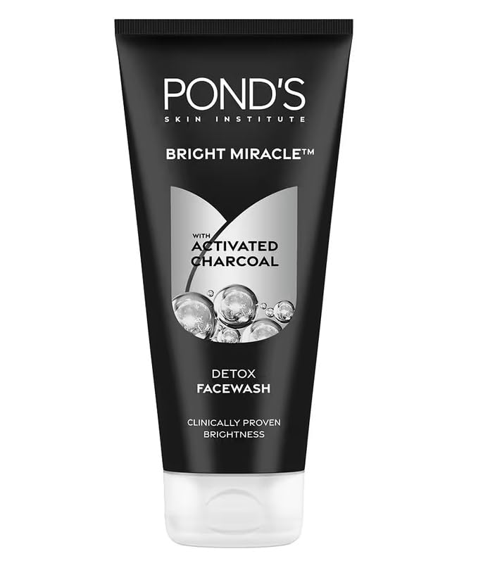 PondS Pure Detox, Facewash, 150G, For Fresh, Glowing Skin, With Activated Charcoal, Daily Exfoliating & Brightening Cleanser, P