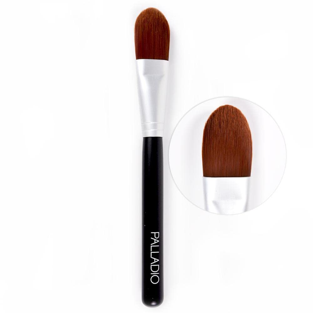 Palladio Foundation Brush, Flat Tapered Brush, Liquid And Cream Foundations, Flawless Blending, Smooth Finish, Synthetic Natural
