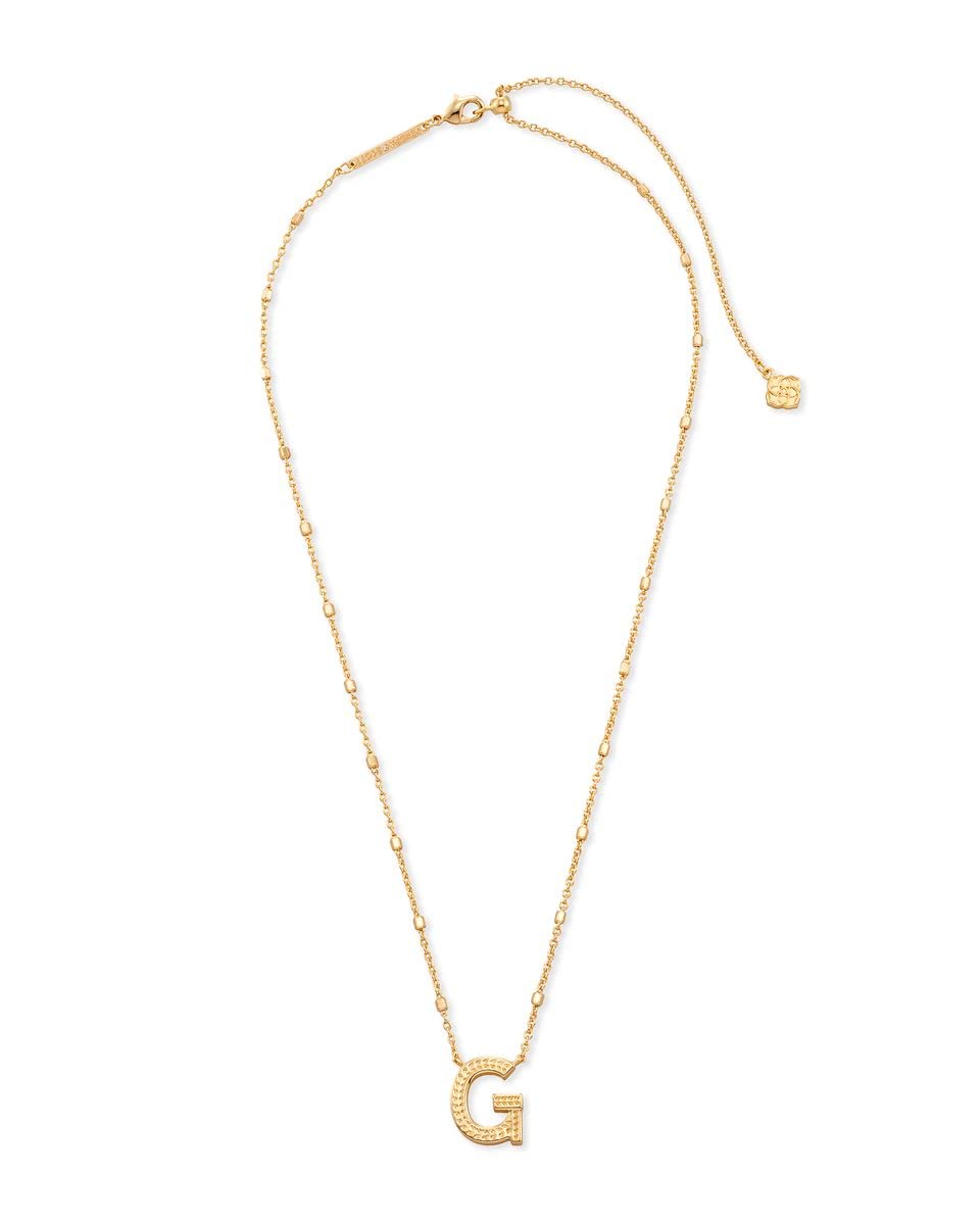 Kendra Scott Letter G Pendant Necklace for Women, Fashion Jewelry, 14k Gold-Plated Brass, Gold Metal, Letter G