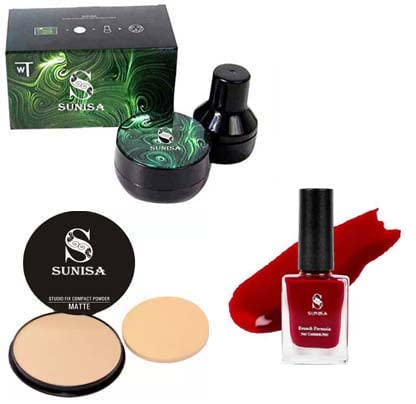 Sunisa 1 Bb And Cc Cream Matte, Natural Finish Foundation With Mushroom Head Air Cushion 20G And 1 Studio Fix Compact Powder Wit