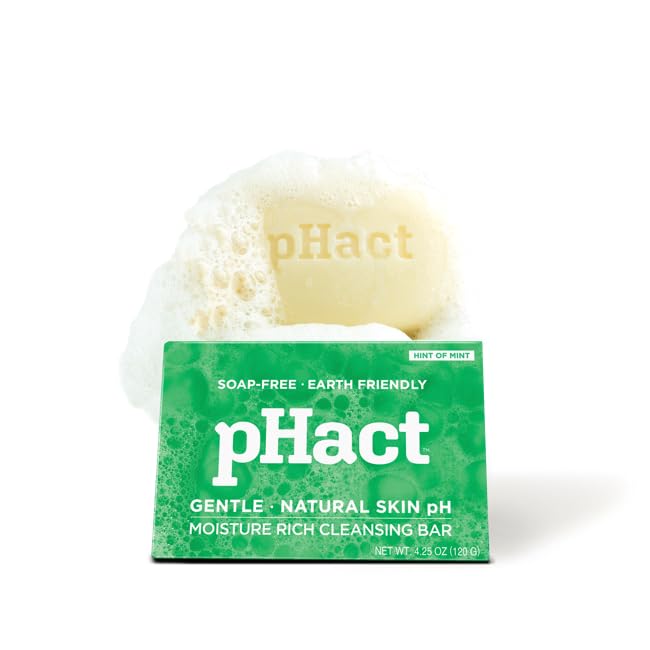 ANDREW LESSMAN pHact Moisture-Rich, Soap-Free Cleansing Bar Hint of Mint. Natural Skin pH. All Skin Types - Even Sensitive Skin.