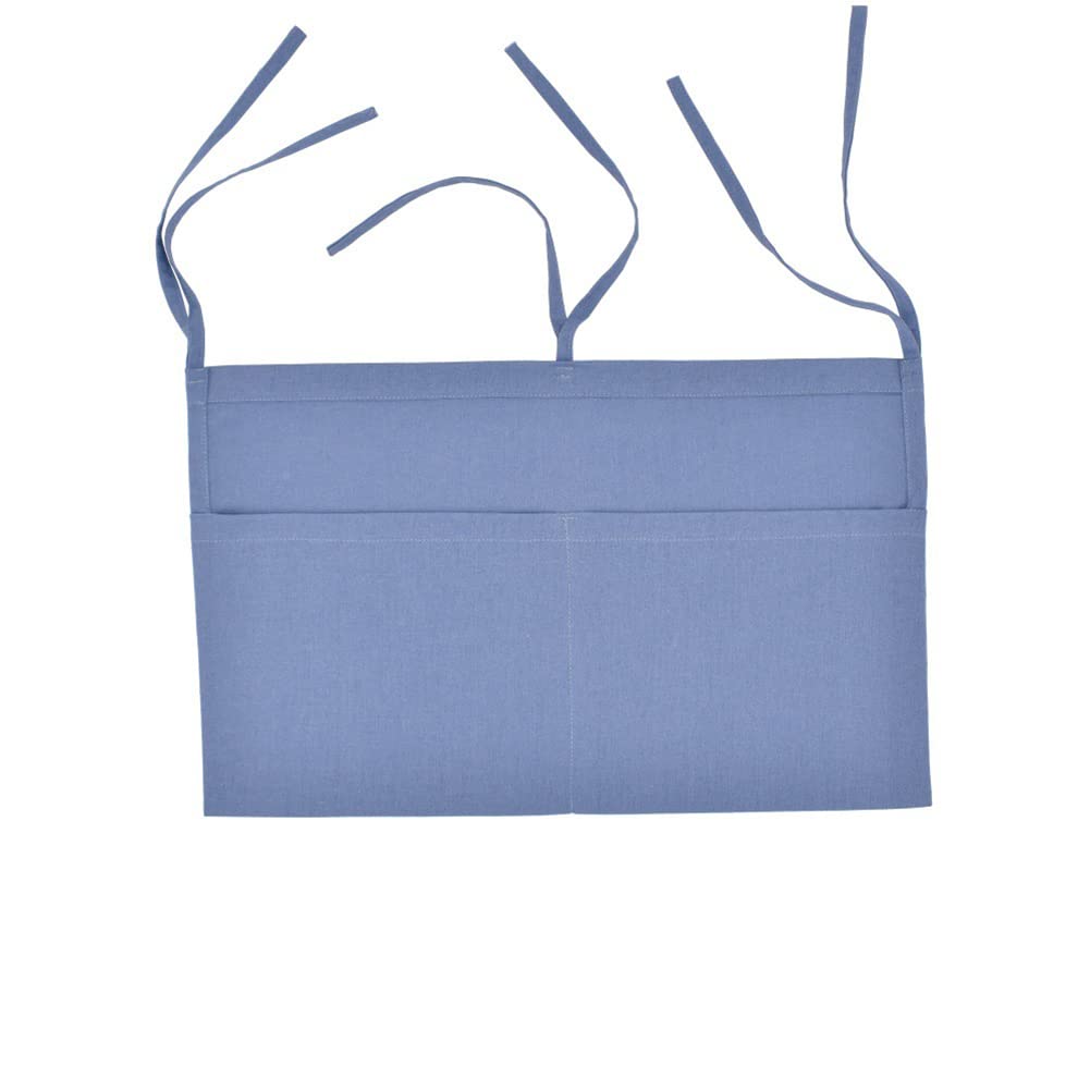 YeeMan Linen Baby Bedside Hanging Storage Bag,2 Pockets Organizer for Baby cribs and Toys (Blue)