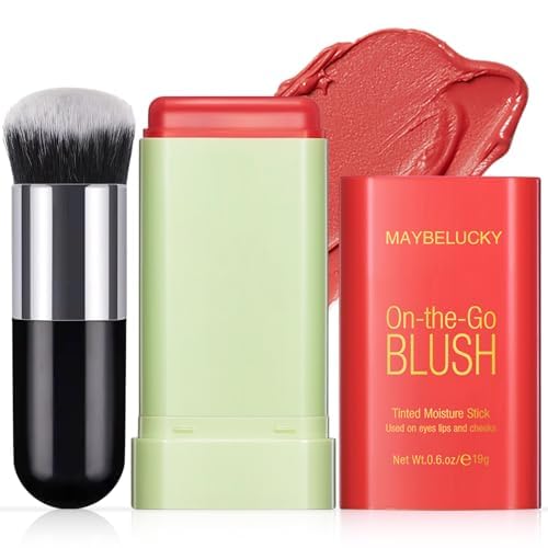 HOSAILY Cream Blush Stick for Cheeks, Multi-Use Makeup Blush Stick for Eye Lip Face, Travel-Friendly Tinted Solid Moisturizer Ma