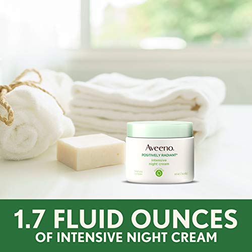 Aveeno Positively Radiant Moisturizing Face & Neck Night Cream With Tone Correcting Soy & Niacinamide, Night Cream Targets Dull