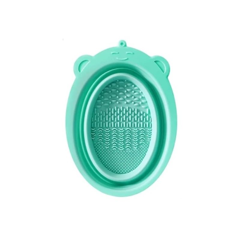 Kitchenfest Folding Powder Puff Makeup Brushes Cleaning Silicone Quick Drying Cosmetic Eyeshadow Brush Cleaner Bowl, Multicolor 