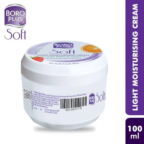 BOROPLUS Light Moisturizing Cream with Vitamin E | Lightweight Moisturizer for Face, Hands & Body | Soothes, Nourishes & Softens