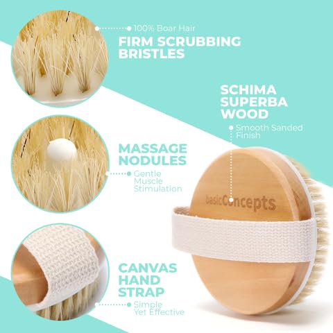 Dry Body Brush (1 Pack) - Reduce Cellulite, Dry Brush For Cellulite And Lymphatic Drainage, Exfoliating Brush With Soft Massage
