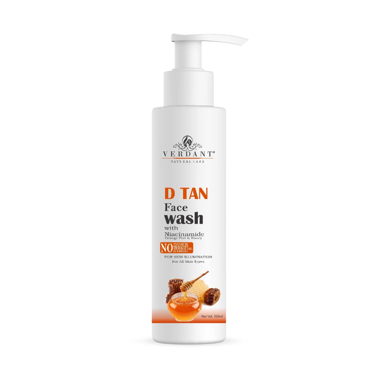 Verdant Natural Care D Tan & Tan Removal Face Wash With Niacinamide, Orange Peel & Honey For Skin Illumination & For All Skin Ty