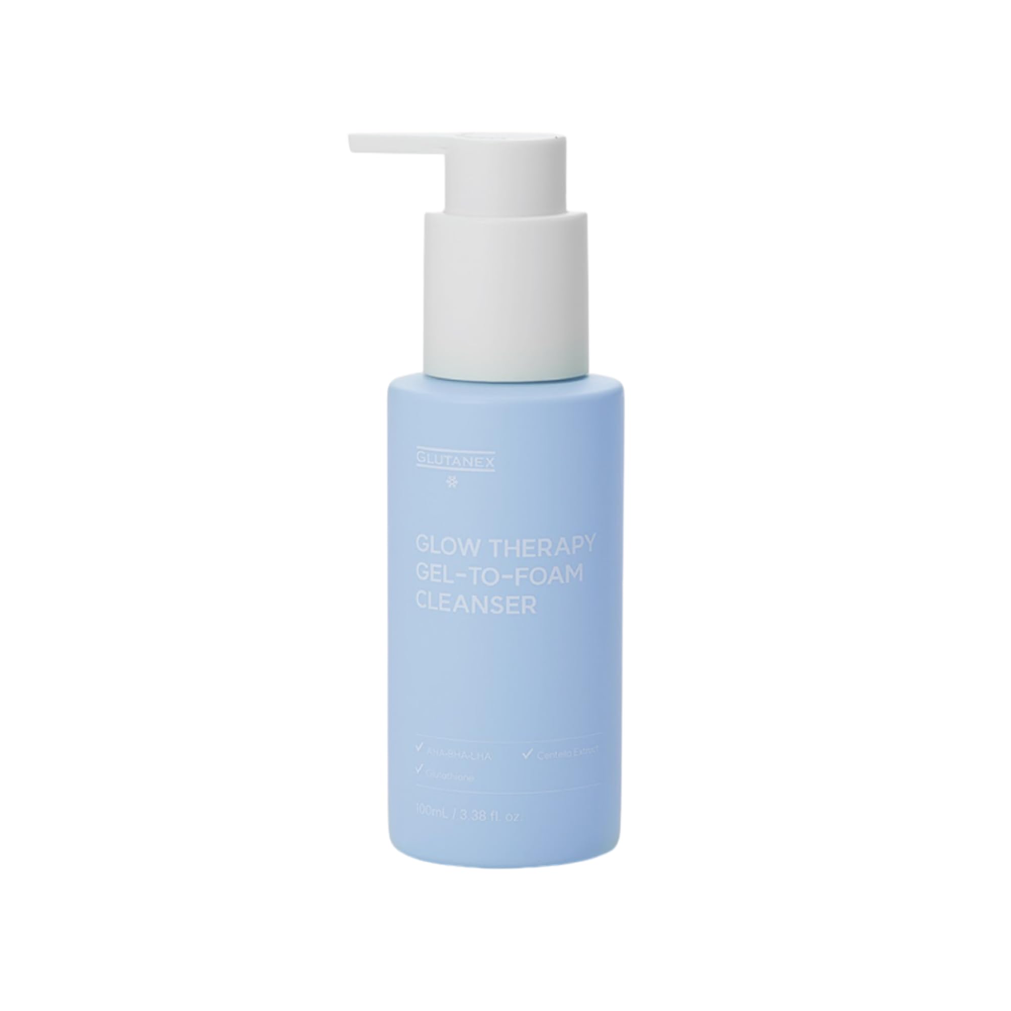 Glutanex Glow Therapy GelToFoam Cleanser (3.38 fl oz)  2in1 Deep Face Wash Facial Cleanser with Fine Bubbles & Gentle Exfol