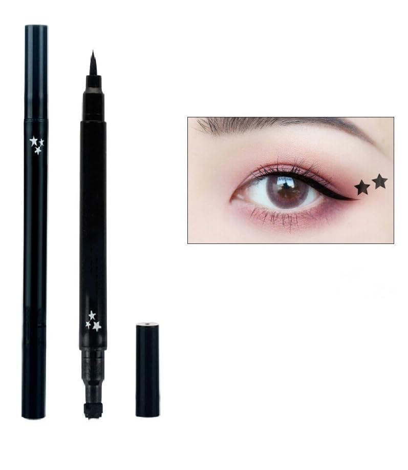 Nyamah Sales 2 In 1 Eyeliner Pen Waterproof With Makeup Star Shape Stamp Double Heads For Body Face Painting Long Lasting Liquid