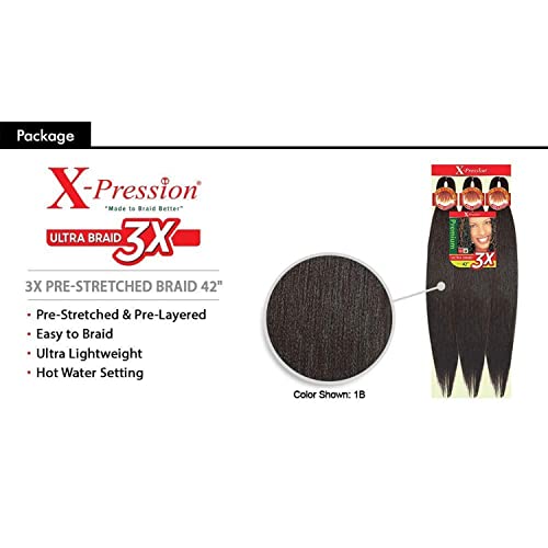 Outre Braids X-Pression Kanekaion 3X Pre Stretched Braid 42 (3-Pack, 2T1BPUR)