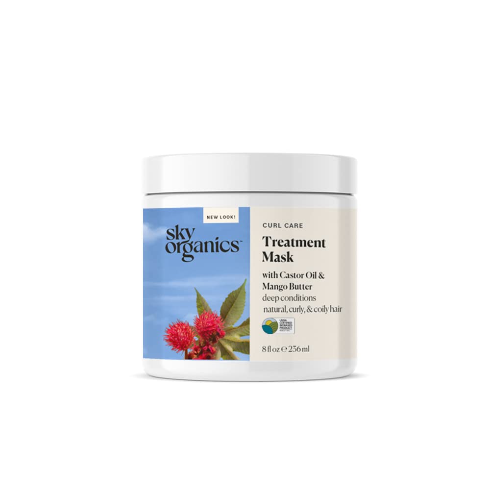 Sky Organics Curl Care BioBased Treatment Mask for Hair USDA Certified BioBased to Repair, Strengthen & Soften Curls, 8 fl. Oz