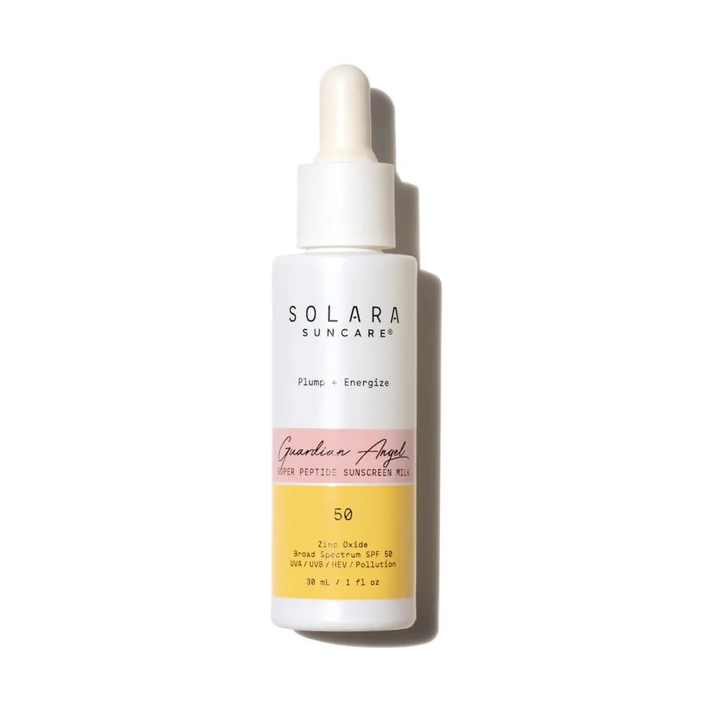 Solara Suncare - Guardian Angel Super Peptide Sunscreen Milk, Spf 50 | Ewg Verified, Vegan, Cruelty Free, Reef Friendly | Plump+