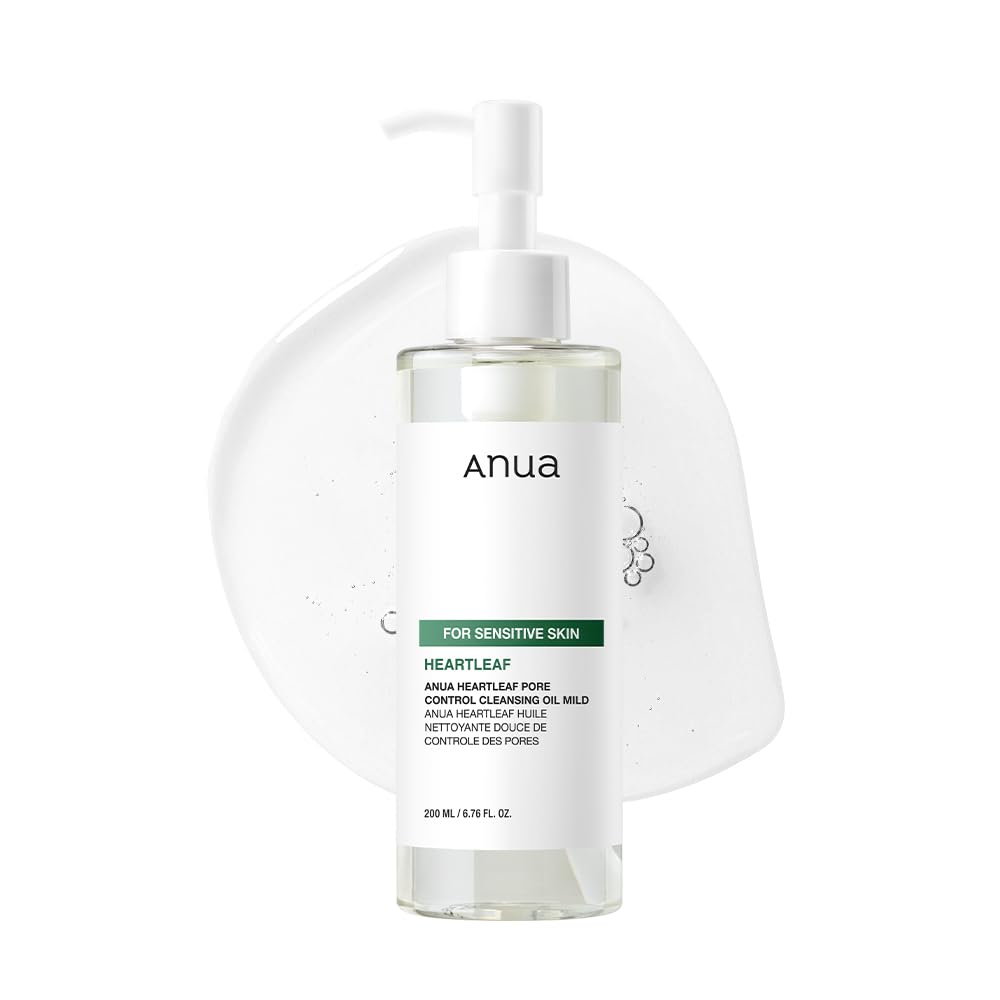 Anua Heartleaf Pore Cleansing Oil Mild, Sensitive Skin Face Wash, Oil Cleanser For Face, Makeup Blackhead Remover, Korean Skin C