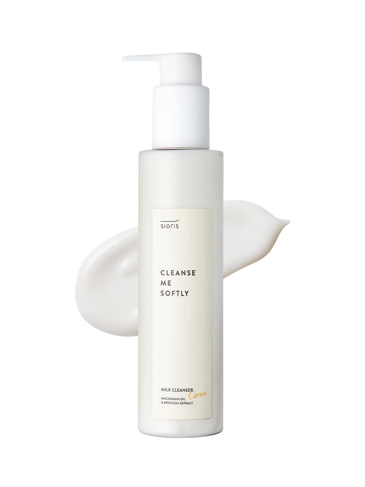 Sioris Cleanse Me Softly Milk Cleanser, Citrus Scent, Vegan, Daily Gentle Skin Cleanser, Natural Citrus 62.6% Water, Macadamia S