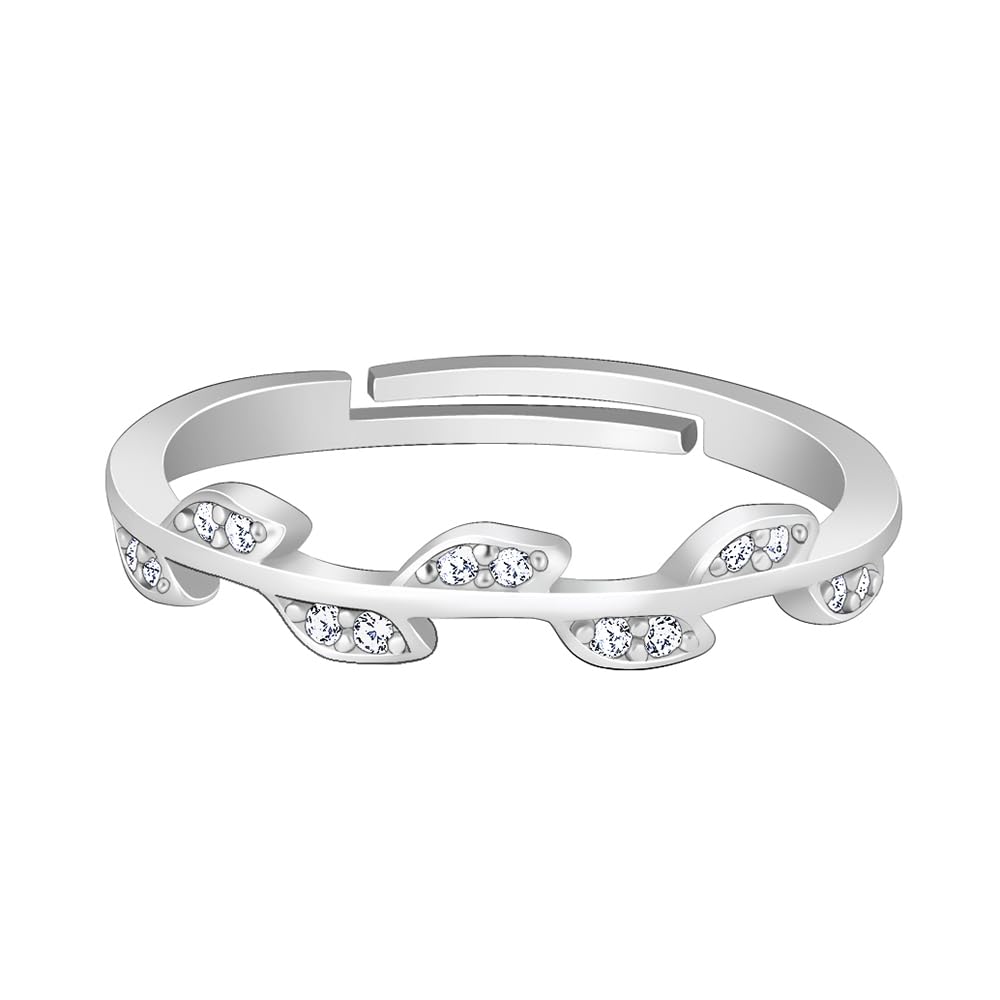 Giva 925 Silver Zircon Vine Shine Ring, Adjustable | Gifts For Women And Girls | With Certificate Of Authenticity And 925 Stamp 