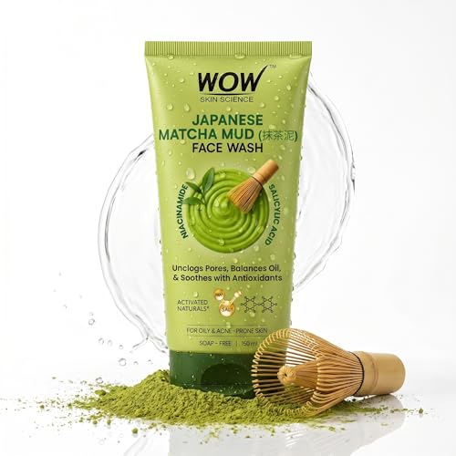 Wow Skin Science Japanese Matcha Mud Face Wash 150 Ml For Men & Women | Facewash With Niacinamide & Salicylic Acid | Ceremonial 