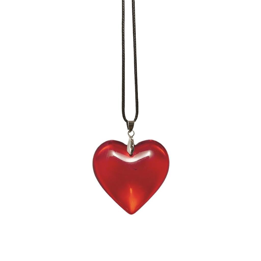 The Glitz Gallery Red Heart Shaped Pendant Necklace With Black Cord | Stylish Love Heart Necklace For Women & Girls | Casual Fas