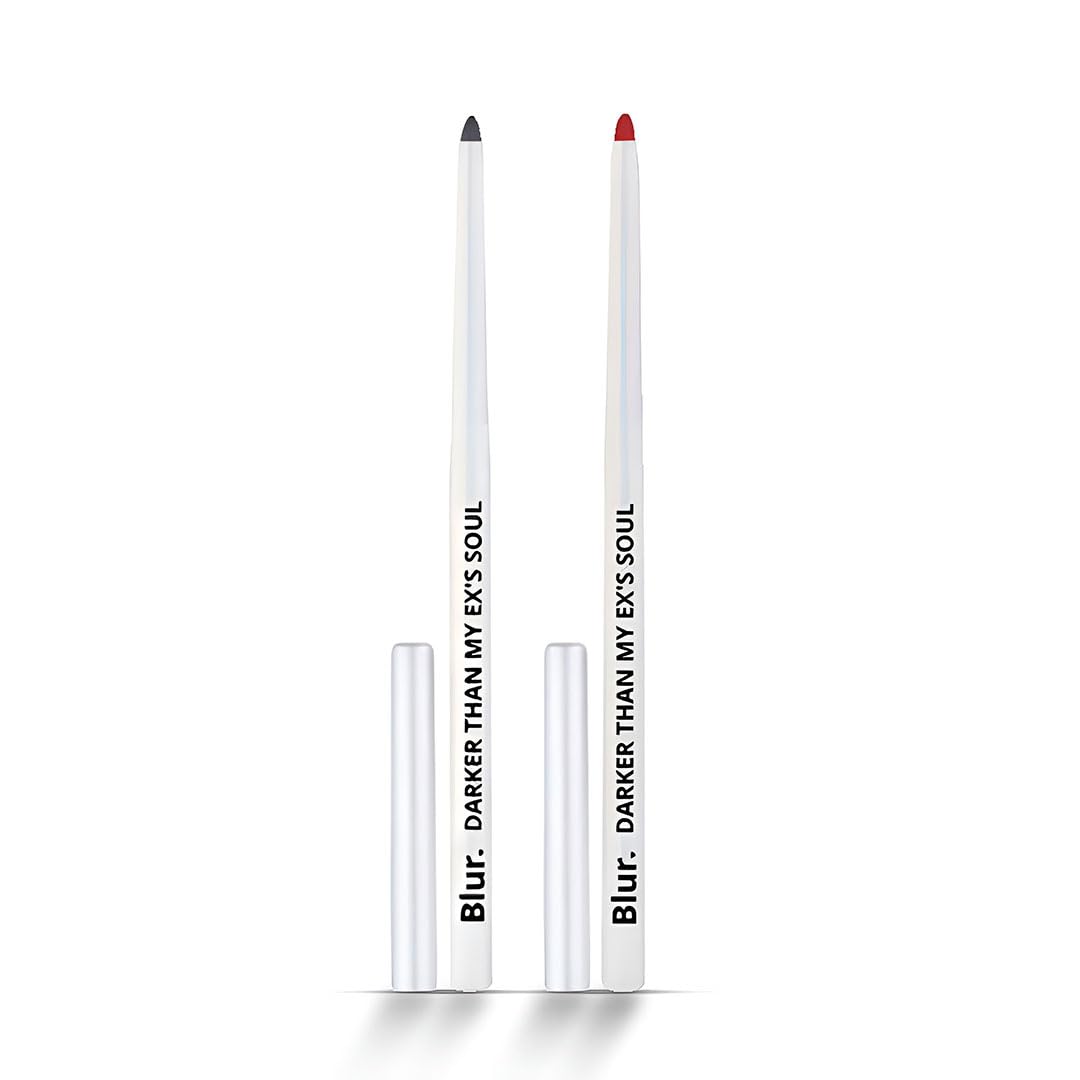 Blur India Darker Than My ExS Soul | 2In1 Kajal & Lipliner | Og Drama Duo | Black & Red