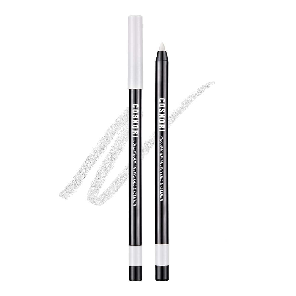 Cosnori Super Proof Fitting Gel Eyeliner 06 Shine Snow - Smudge-Proof, Ultra Creamy Eyeliner Pencil With Sharpener, Soft Drawing