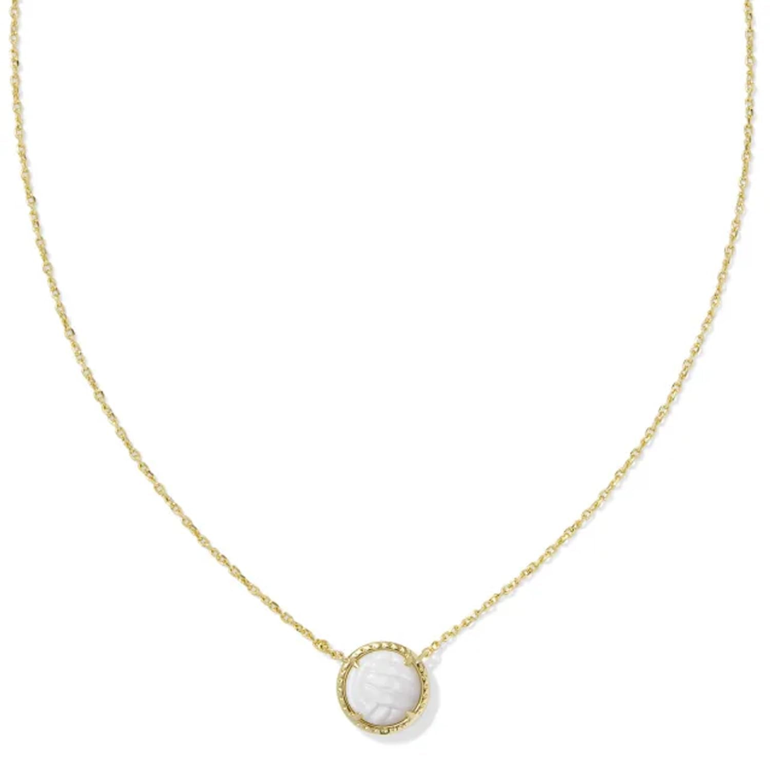 Kendra Scott Volleyball Pendant Necklace, 14k Gold Plated Brass, Mother-of-Pearl, Fashion Jewelry for Women