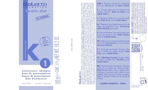 Salerm cosmetics Keratin Shot 1 Maintenance Shampoo, 18 Ounce