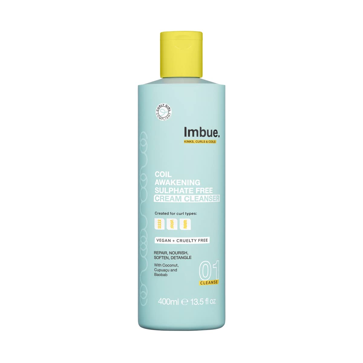 Imbue Coil Awakening Sulphate Free Cream Cleanser Shampoo - Curl Enhancing for 4A-4C Hair - Add Moisture and Hydrate - Curly Gir
