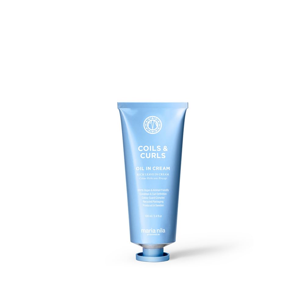 Maria Nila coils & curls Oil-In-cream, 34 Fl Oz, For curly & Wavy Hair, Jojoba oil to Stay Hydrated while Washing, Shea butter f