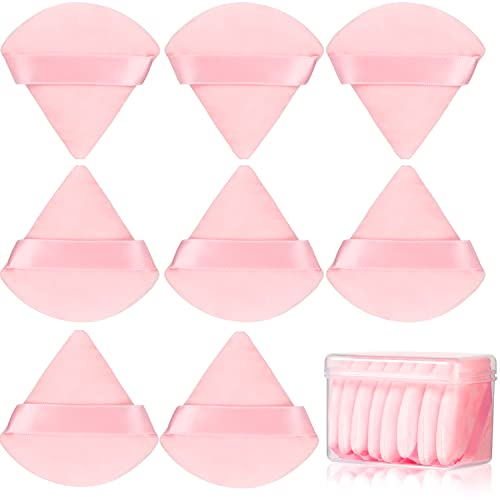 8 Pcs Cotton Powder Puff Face,Jassins Triangle Super Soft Both Dry And Wet Makeup Setting Puff,For Concealer/Loose Powder/Body P