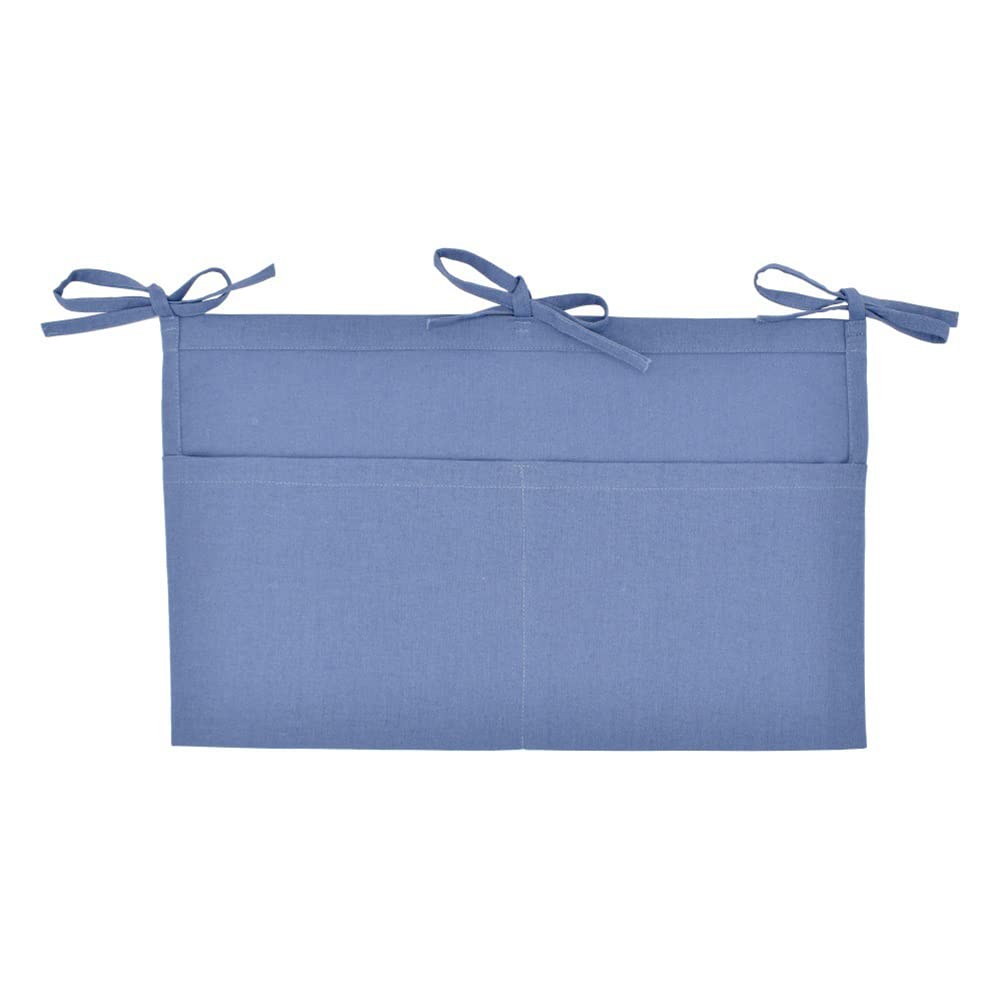 YeeMan Linen Baby Bedside Hanging Storage Bag,2 Pockets Organizer for Baby cribs and Toys (Blue)