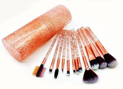 Sunisa Golden Soft Bristles Makeup Brushes Set Of 12 With Aluminium Storage Box  (Pack Of 13)