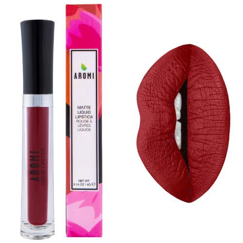 Aromi True Maroon Matte Liquid Lipstick | Dark Red Lip Color With Warm Undertones, Bordeaux Lipstick, Vegan, Cruelty-Free, Long-