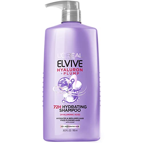 Loral Paris Elvive Hyaluron Plump Hydrating Shampoo For Dehydrated, Dry Hair Infused With Hyaluronic Acid Care Complex, Paraben-
