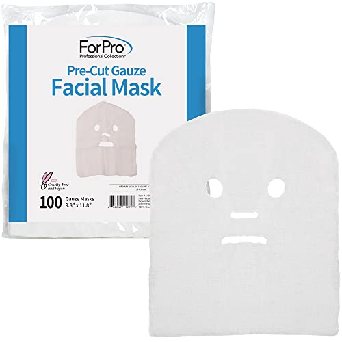 ForPro Professional Collection Precut Gauze Facial Mask, 100% Cotton, White, 100 Count, Model 140500