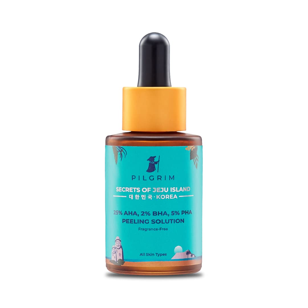 Pilgrim 25% AHA + 2% BHA + 5% PHA Peeling Solution for Face | 10-Minute Facial | Chemical peel for face for glowing skin | Exfol