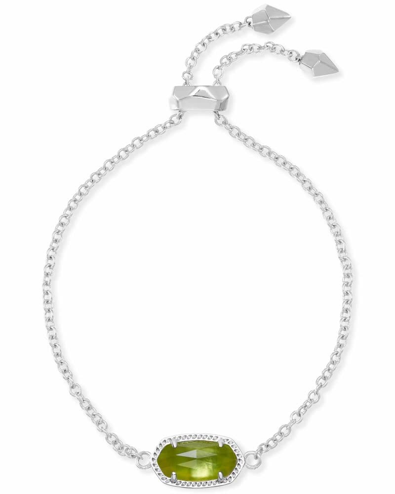 Kendra Scott Elaina Link Chain Bracelet for Women, Fashion Jewelry, Rhodium-Plated, Peridot Illusion