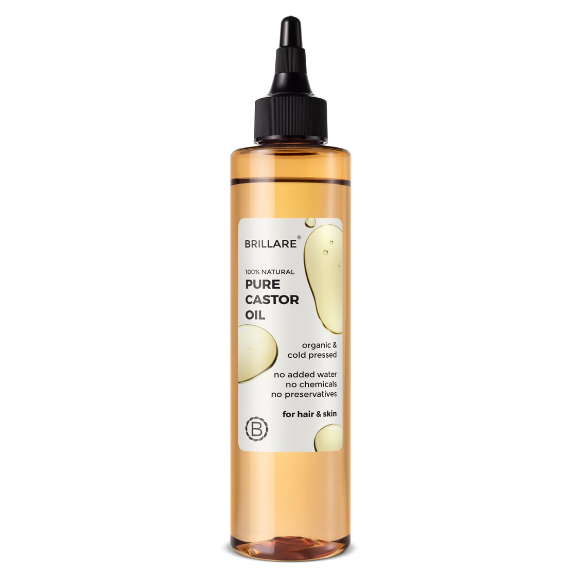 Brillare 100% Pure Cold-Pressed Castor Oil For Hair & Skin| Strengthens Hair Roots, Thickens Eyelashes & Moisturizes Skin