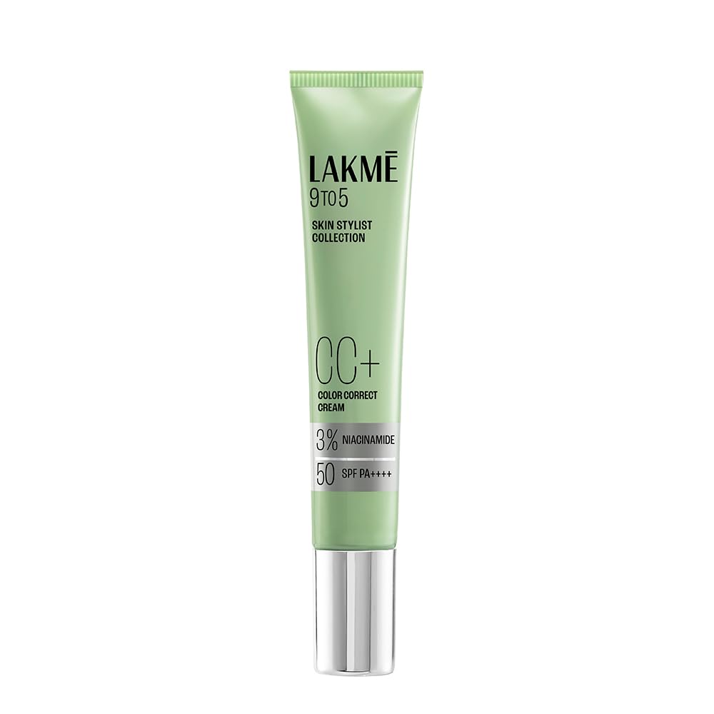 Lakme 9To5 Cc+ Matcha Green Cream, 18 G, For Naturally Radiant Skin, With 3% Niacinamide & Antioxidants, Spf 50 Pa+++, Smooth Br